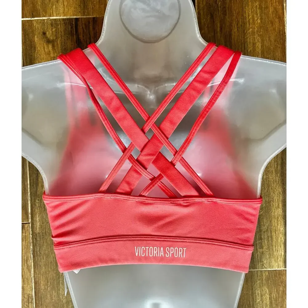 Victoria Sport Sports Bra Light Coral Small Cross Back Strappy Back